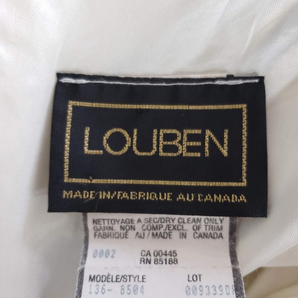 Louben Midi Shift Dress Size 10 Cream/Black Sleeveless Floral Crepe Lined - Picture 7 of 11